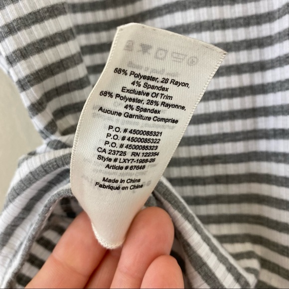 Wilfred Free Size Small Grey White Striped Scoop Neck Thong Body Suit Top - Picture 6 of 8